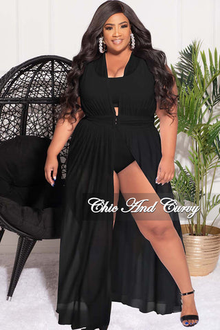 Final Sale Plus Size Goddess Cover Up / Duster in Black Chiffon