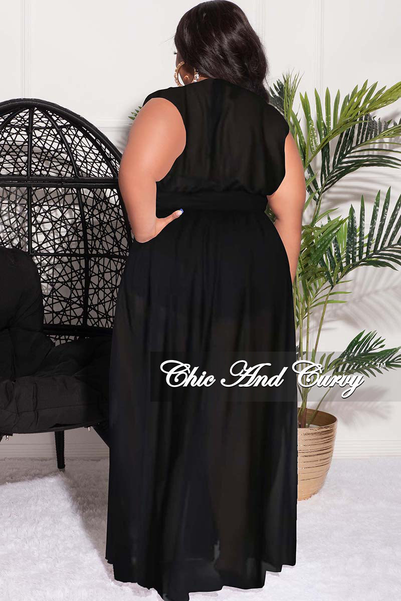 Final Sale Plus Size Goddess Cover Up / Duster in Black Chiffon - 1x 14/16 Final Sale Plus Size Goddess Cover Up / Duster in Black Chiffon - 1x 14/16
