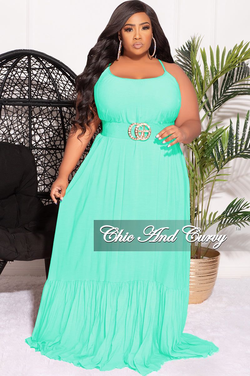 Final Sale Plus Size Maxi Dress with Spaghetti Straps in Mint