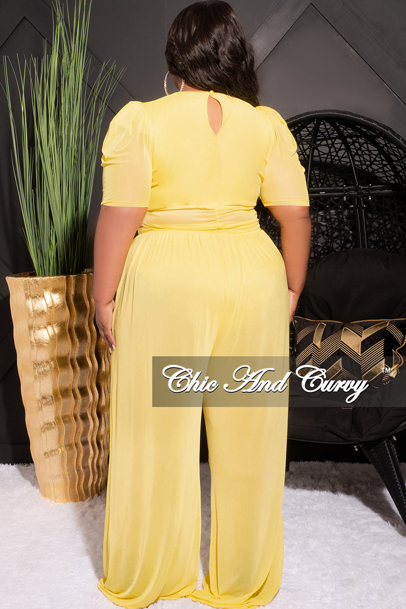Final Sale Plus Size Mesh 3pc Set Top, Bralette, & Pant with Briefs in Yellow