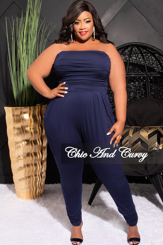Final Sale Plus Size Tube Top Jumpsuit in Navy