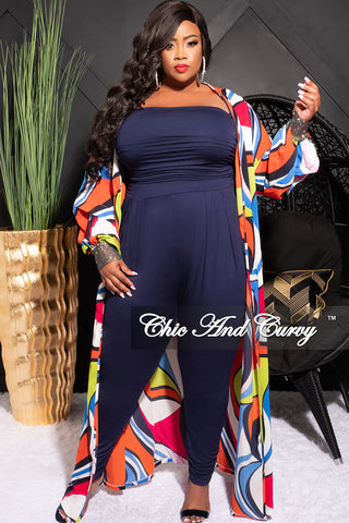 Final Sale Plus Size Sheer Chiffon Duster with Waist Tie and Rhinestone Cuff in Orange Neon Green Royal Blue and White