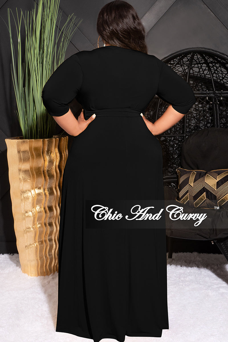 Final Sale Plus Size Faux Wrap Dress in Black