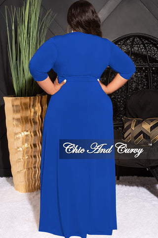 Final Sale Plus Size Faux Wrap Dress in Royal Blue