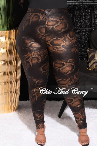 Final Sale Plus Size Pants in Black and Bronze Animal Print