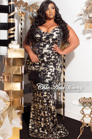 Available Online Only - Final Sale Plus Size Spaghetti Strap Gown