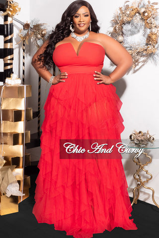 Final Sale Plus Size Frill Corset Mini Dress in Red – Chic And Curvy