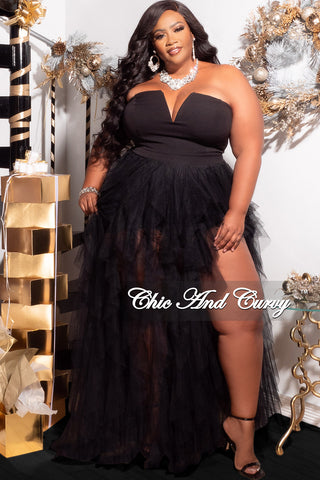Available Online Only - Final Sale Plus Size Strapless Deep V Maxi Chic And Curvy