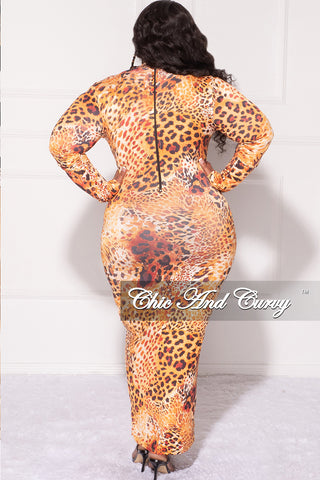 Final Sale Plus Size Reversible BodyCon Midi Dress in Mustard Animal Print - 2x 18/20 Final Sale Plus Size Reversible BodyCon Midi Dress in Mustard Animal Print - 2x 18/20