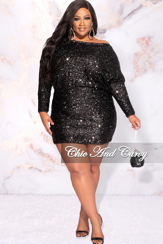 Final Sale Plus Size Sequin Dress in Black