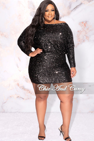 Final Sale Plus Size Sequin Dress in Black