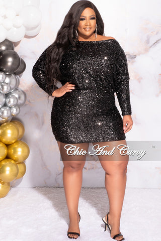 Final Sale Plus Size Sequin Dress in Black