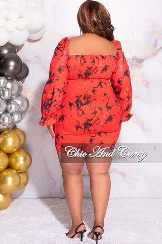 Final Sale Plus Size Frill Corset Mini Dress in Red