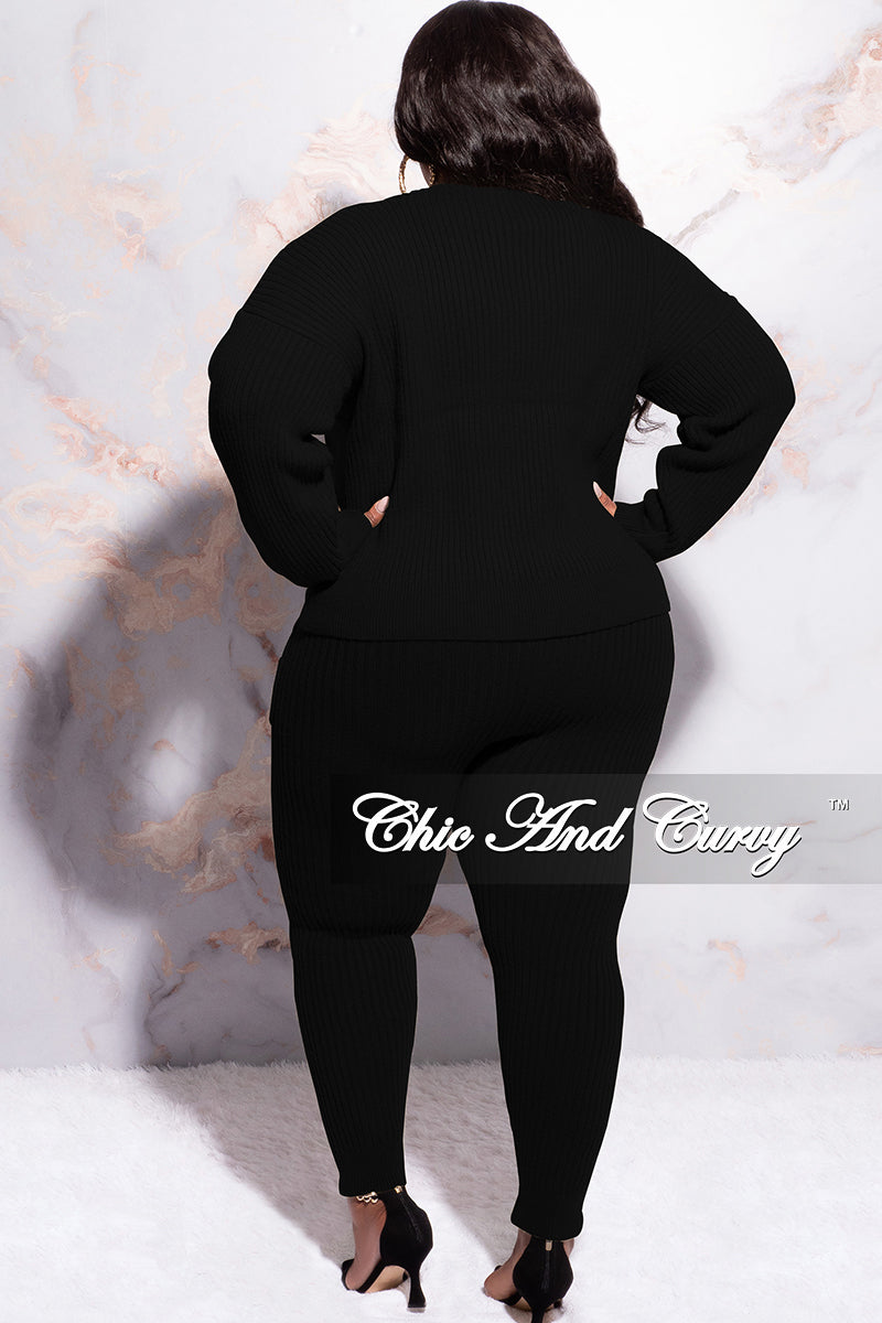 Final Sale Plus Size 2pc Sweater Pants Set in Black