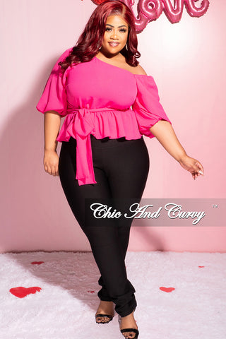 Final Sale Plus Size Off the Shoulder Peplum Top in Pink