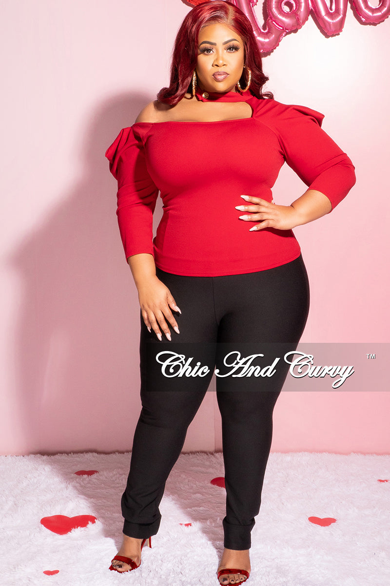 Final Sale Plus Size Long Sleeve Cutout Top in Burgundy – Chic And