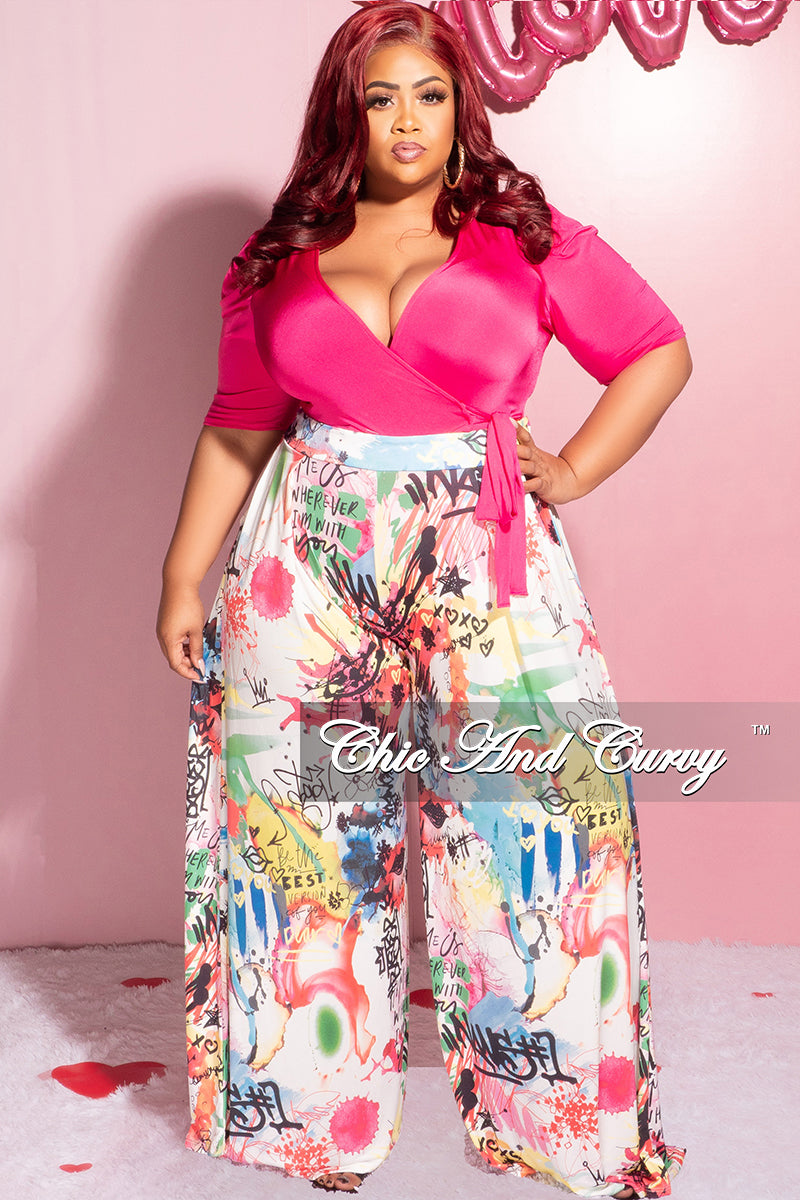 Final Sale Plus Size Palazzo Pants in Multi Color Design Print – Chic And  Curvy