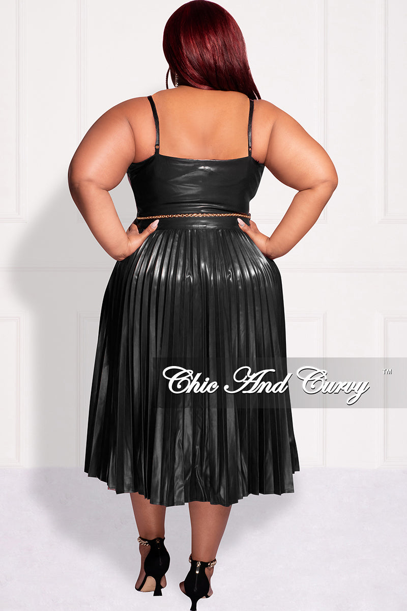 Final Sale Plus Size Faux Leather Faux Wrap Spaghetti Strap Pleated Dr –  Chic And Curvy