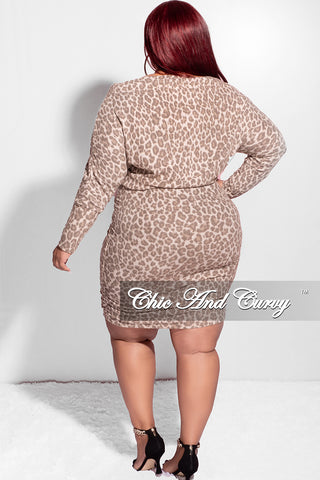 Final Sale Plus Size Off the Shoulder Ruched BodyCon Dress in Animal Print
