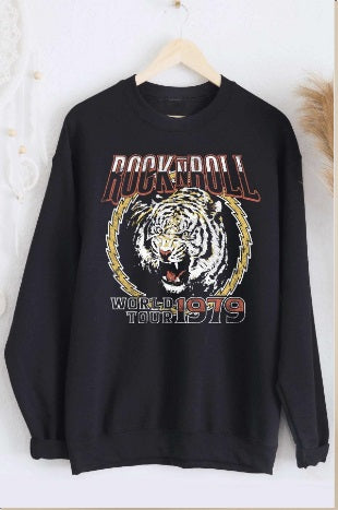FinaL Sale Rock and Roll World Tour Sweatshirt in Black (Top Only)