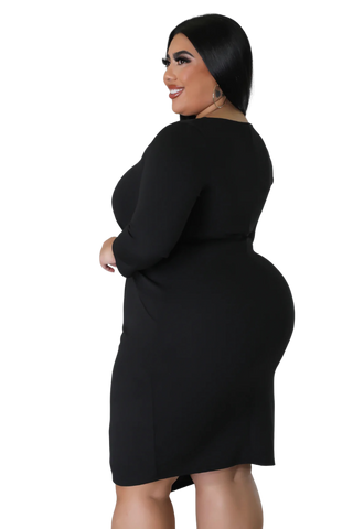 black midi wrap dress plus size Yours London Women's Plus Size Black Ruffle Hem Wrap Dress Size 12