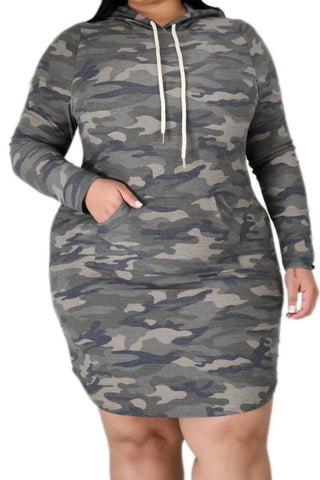 Final Sale Plus Size Jogger Dress with Pockets in Camouflage
