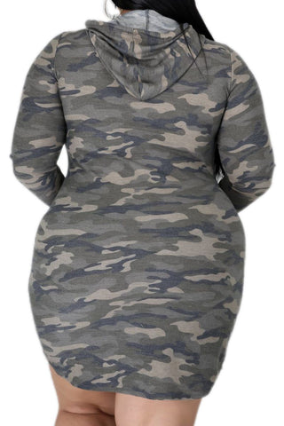 Final Sale Plus Size Jogger Dress with Pockets in Camouflage
