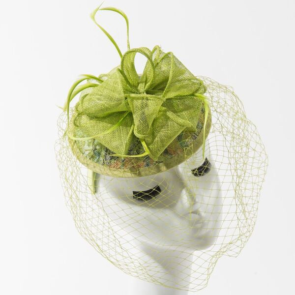 Final Sale Fascinator Hat with Bow in Lime Green