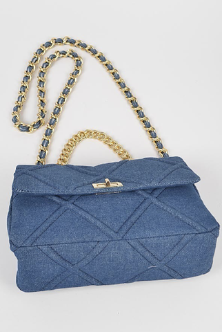 Final Sale Denim Chain Handle Clutch