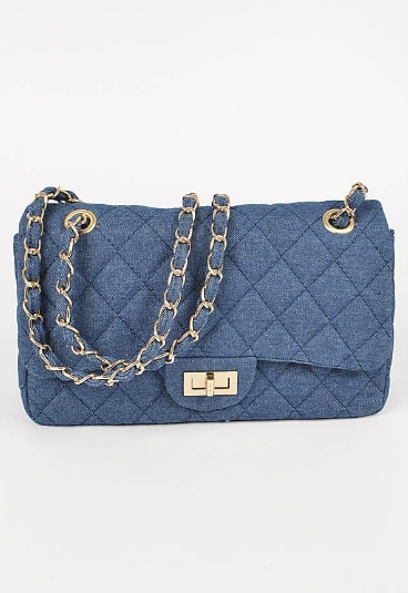 Final Sale Denim Quilted Clutch