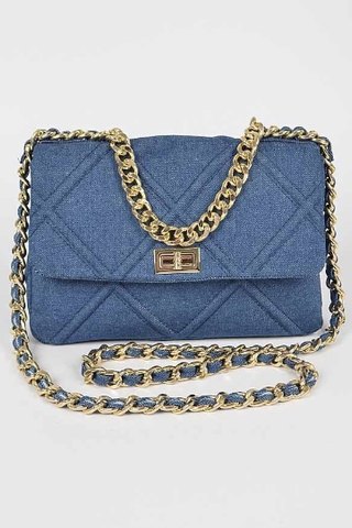 Final Sale Denim Chain Handle Clutch