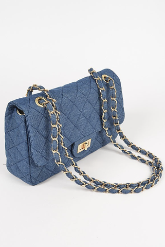 Final Sale Denim Quilted Clutch