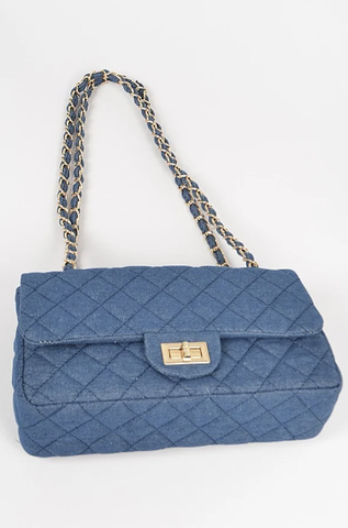 Final Sale Denim Quilted Clutch