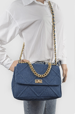 Final Sale Denim Chain Handle Clutch