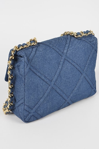 Final Sale Denim Chain Handle Clutch