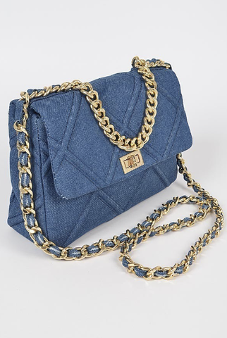 Final Sale Denim Chain Handle Clutch