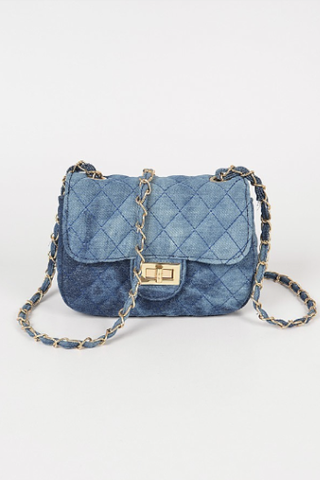 Final Sale Denim Quilted Clutch