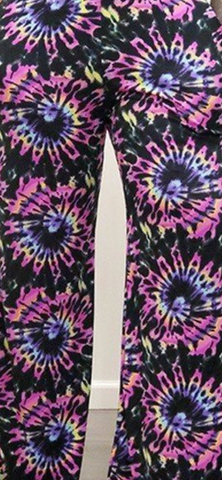 New Plus Size Reversible Side Ruffle Jumpsuit in Rainbow Tie Dye Print