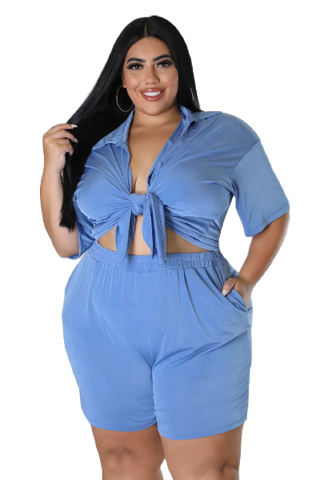 Final Sale Plus Size Slinky 3pc Set (Collar Top, Halter Bra and Bermud –  Chic And Curvy