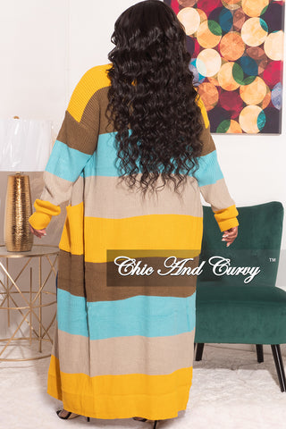 Final Sale Plus Size Knit Sweater Duster Aqua, Brown, Mustard, & Tan