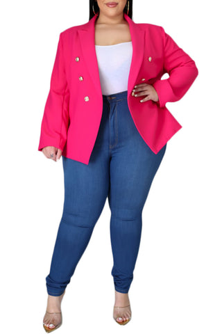 *Final Sale Plus Size Blazer in Fuchsia