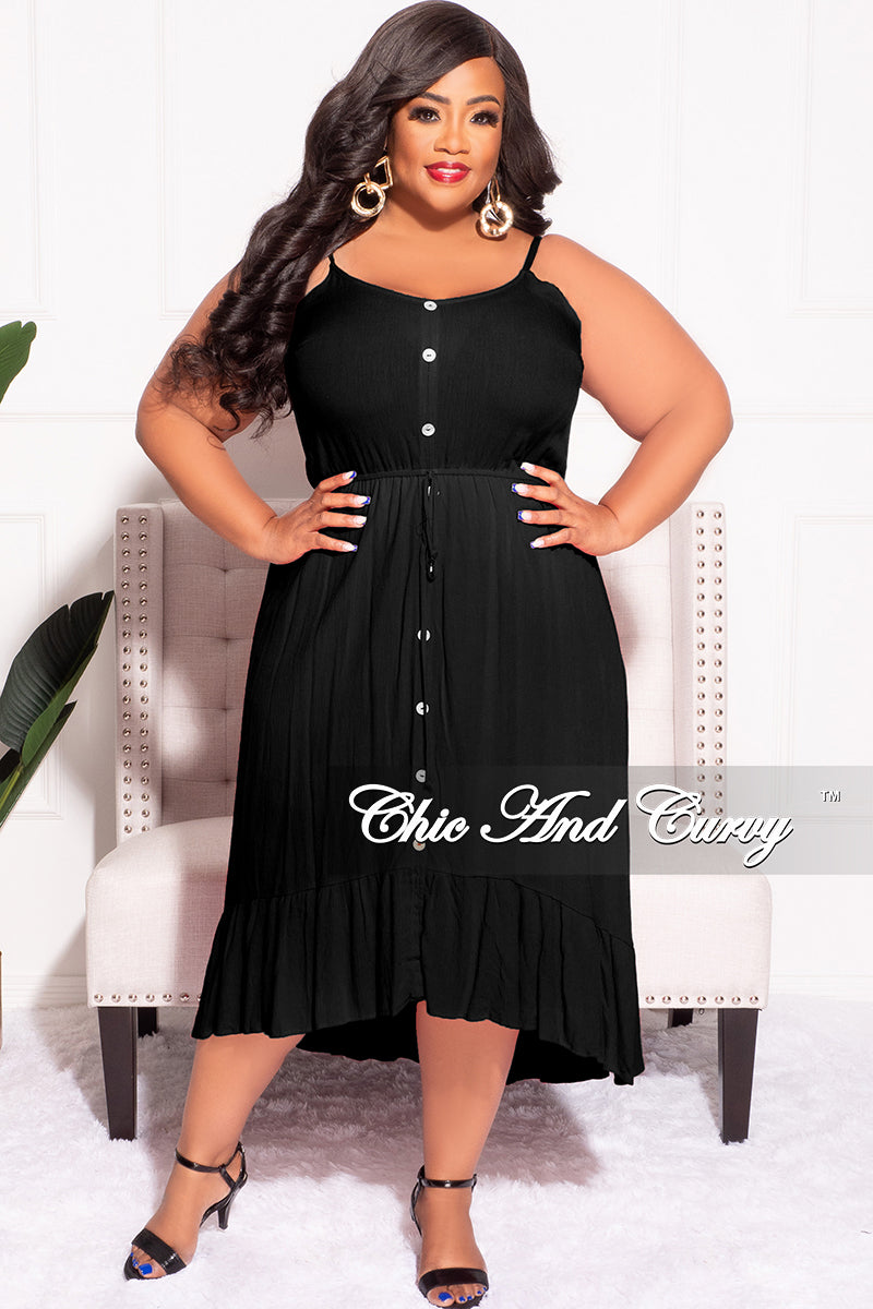 Final Sale Plus Size Spaghetti Strap Dress in Black