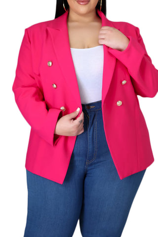 *Final Sale Plus Size Blazer in Fuchsia