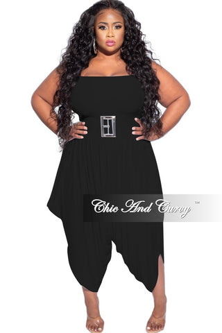 Final Sale Plus Size Strapless Smocked Harem Jumpsuit in Black