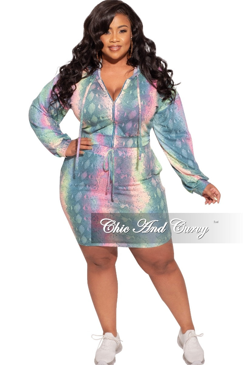 Final Sale Plus Size 2-Piece Skirt Set in Neon Pastel Print