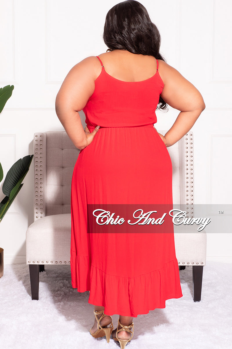 Final Sale Plus Size Spaghetti Strap Dress in Red