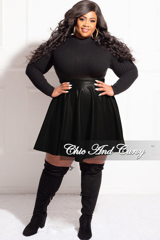 Final Sale Plus Size Faux Leather Skirt in Black