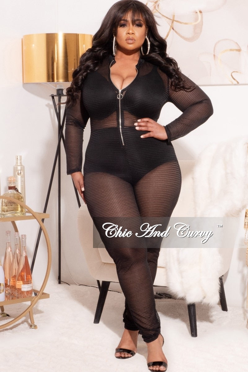 Final Sale Plus Size See Through Jumpsuit in Black Summer