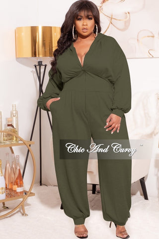 Final Sale Plus Size Oversized Harem Jumpsuit in Olive
