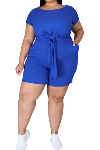 Final Sale Plus Size Set Ribbed Set in Royal Blue